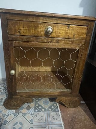 Mesita Noche Vintage Madera y Metal