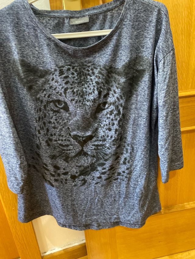 Camiseta Lesucal Estampado Leopardo Manga 3/4