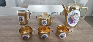 Juego de café antiguo dorado