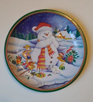 Piatto decorativo natalizio in metallo