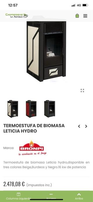 Caldera Hidroestufa Bronpi Leticia