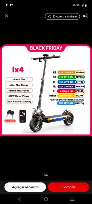 Patinete Eléctrico Negro