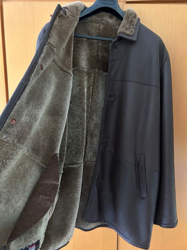 Chaqueta de piel hombre marrón