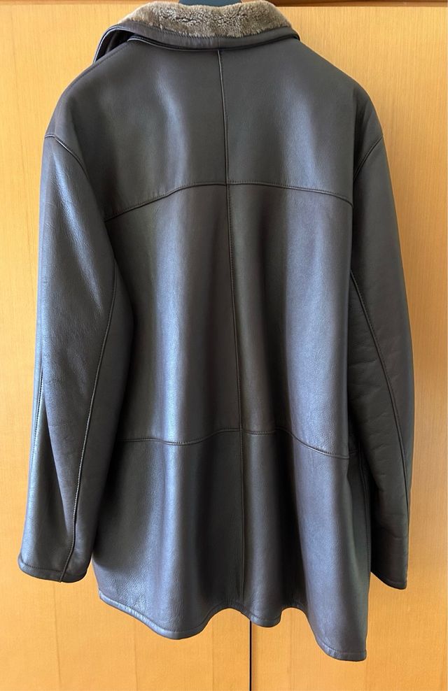 Chaqueta de piel hombre marrón