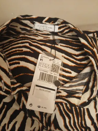 Camisa Mango Violeta Animal Print