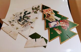 Coppia alberelli decorativi Natale legno