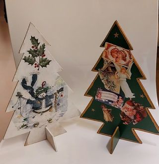 Coppia alberelli decorativi Natale legno