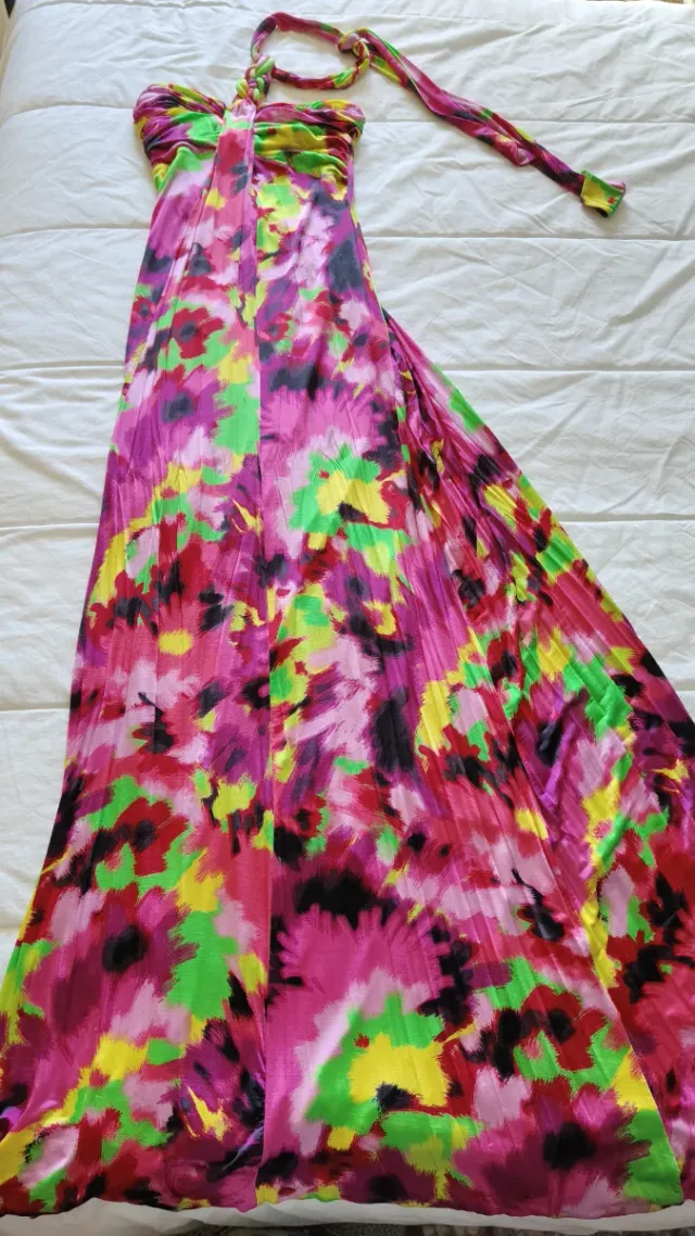 Vestido largo estampado multicolor