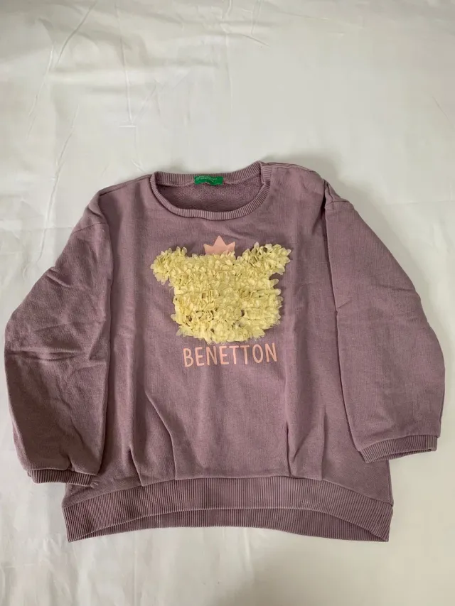 Felpa Benetton Lila Bambina 3-4 Anni 104cm Orsetto