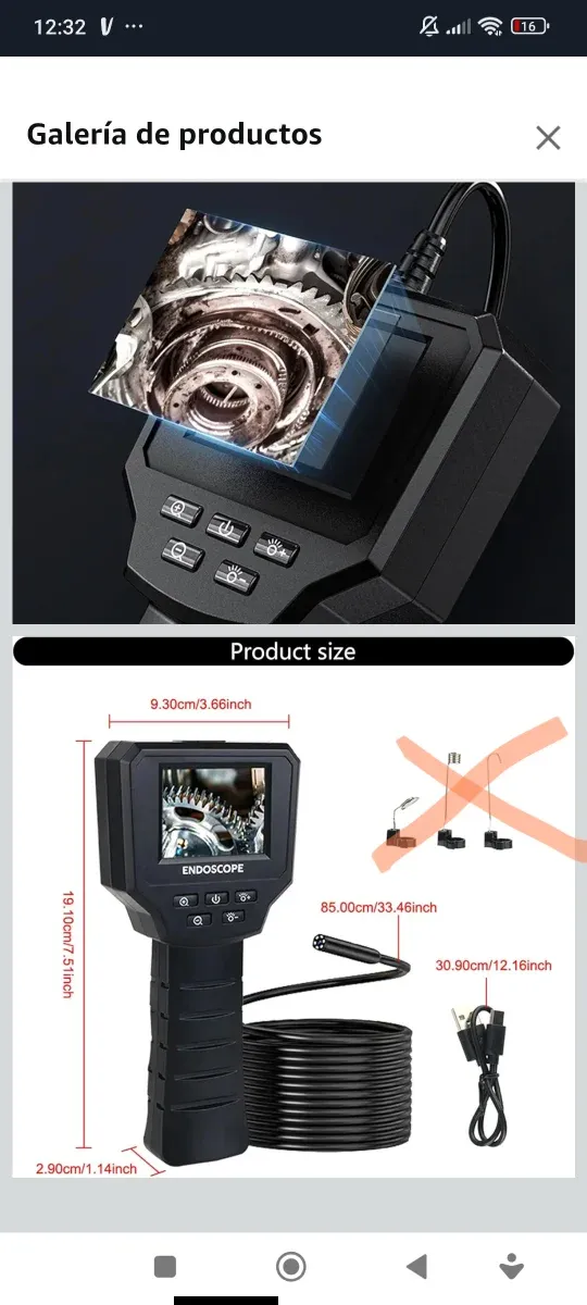Cámara de inspección 1080P con LED