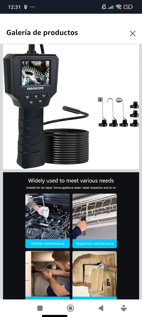 Cámara de inspección 1080P con LED