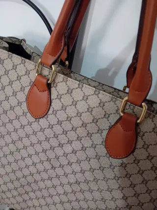 Bolso grande tote otoño/invierno beige y marrón