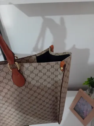 Bolso grande tote otoño/invierno beige y marrón