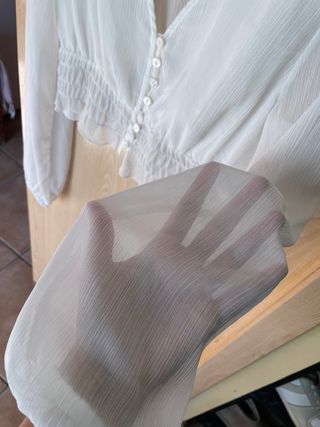 Blusa Stradivarius Blanca Manga Larga Talla M