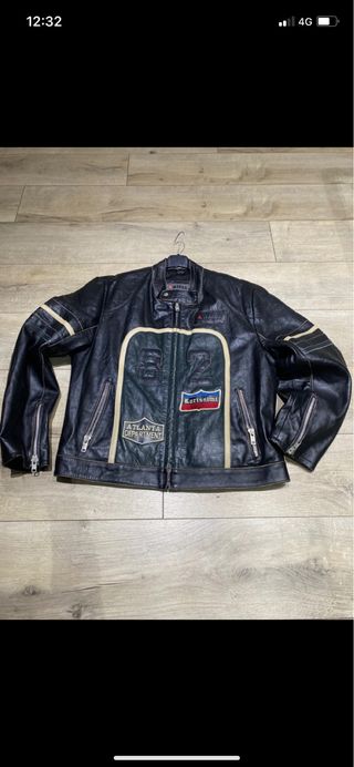 Giubbotto pelle vintage uomo nero multicolor