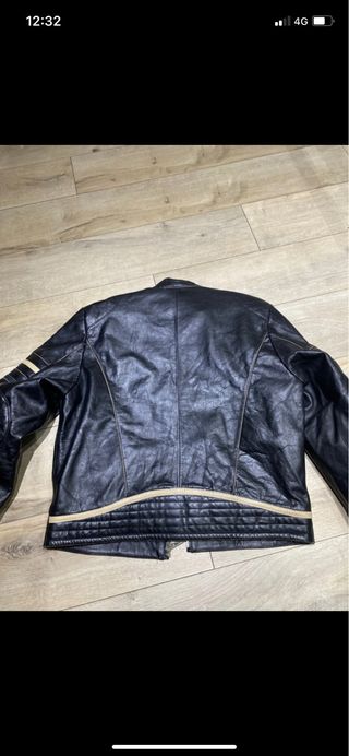 Giubbotto pelle vintage uomo nero multicolor