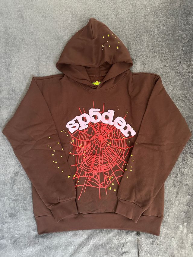Sudadera Sp5der marrón con telaraña