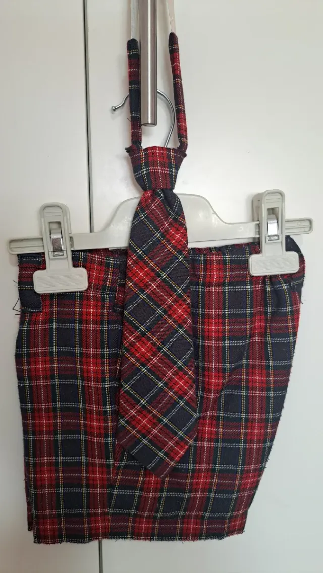 Pantalón y corbata niño cuadros hecho a mano
