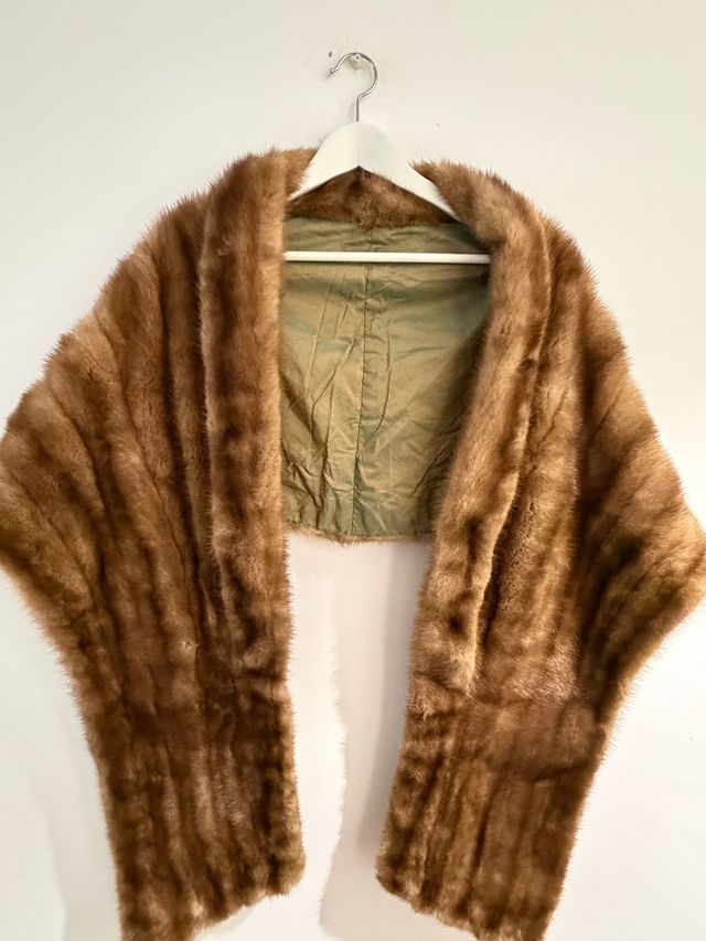 Maxi stole di pelo marrone