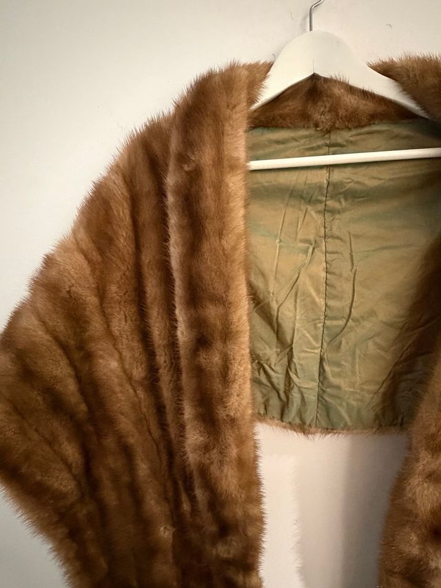 Maxi stole di pelo marrone