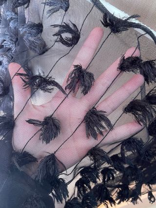 Blusa negra transparente con apliques