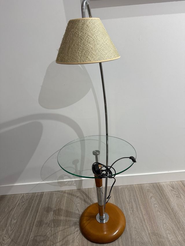 Mesitas auxiliares cristal y madera