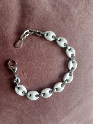 Pulsera Lotus Style unisex plata y blanco