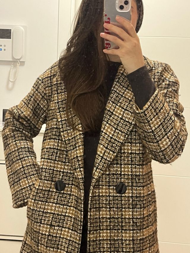 Abrigo Massimo Dutti cuadros marrón