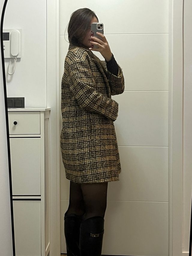 Abrigo Massimo Dutti cuadros marrón