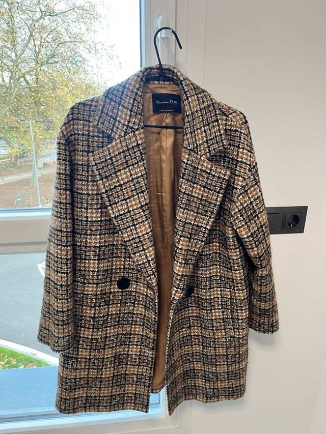 Abrigo Massimo Dutti cuadros marrón