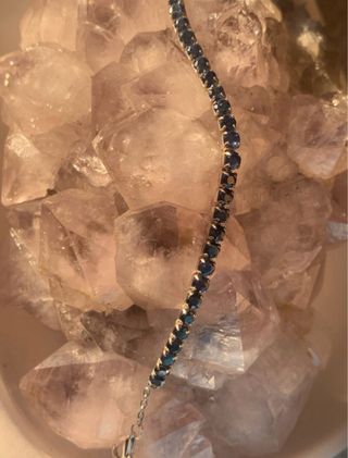 Pulsera Zafiros Naturales Plata Rivière