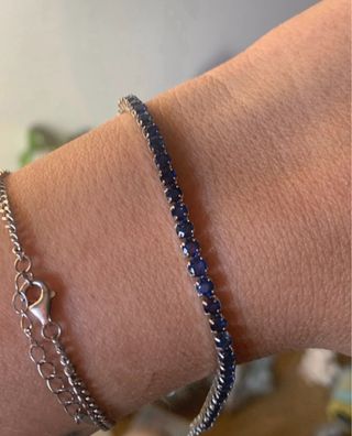 Pulsera Zafiros Naturales Plata Rivière
