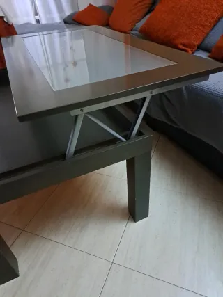 Mesa de centro elevable madera y cristal