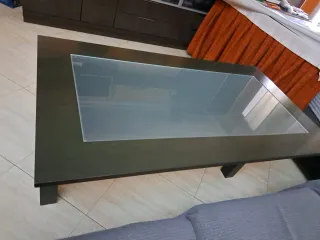 Mesa de centro elevable madera y cristal