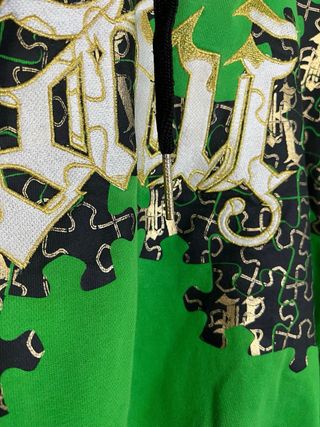 Felpa Kani Verde Y2K con Stampa Puzzle Sudadera