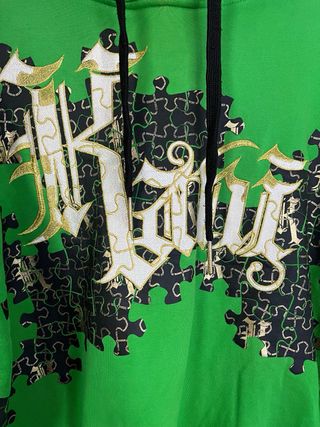 Felpa Kani Verde Y2K con Stampa Puzzle Sudadera