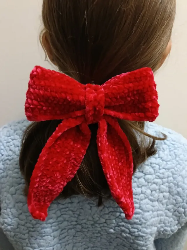 Fiocco per capelli in velluto rosso