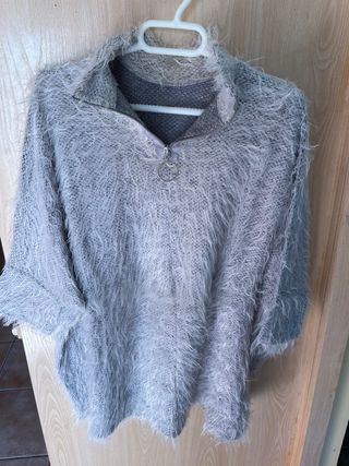 Jersey peludo manga corta gris