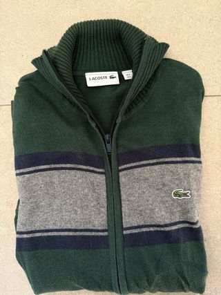 Jersey Lacoste Verde y Gris Talla L