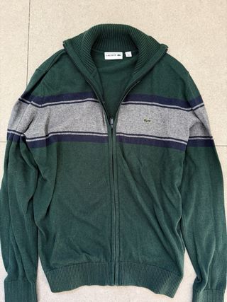 Jersey Lacoste Verde y Gris Talla L
