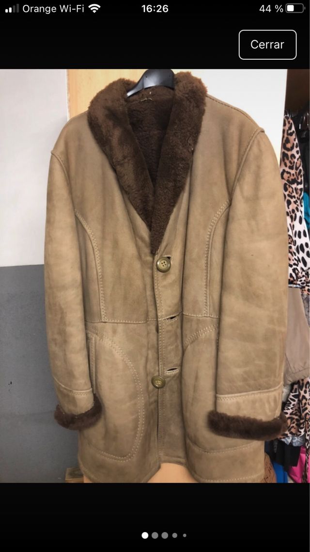 Chaqueta de piel beige y marrón