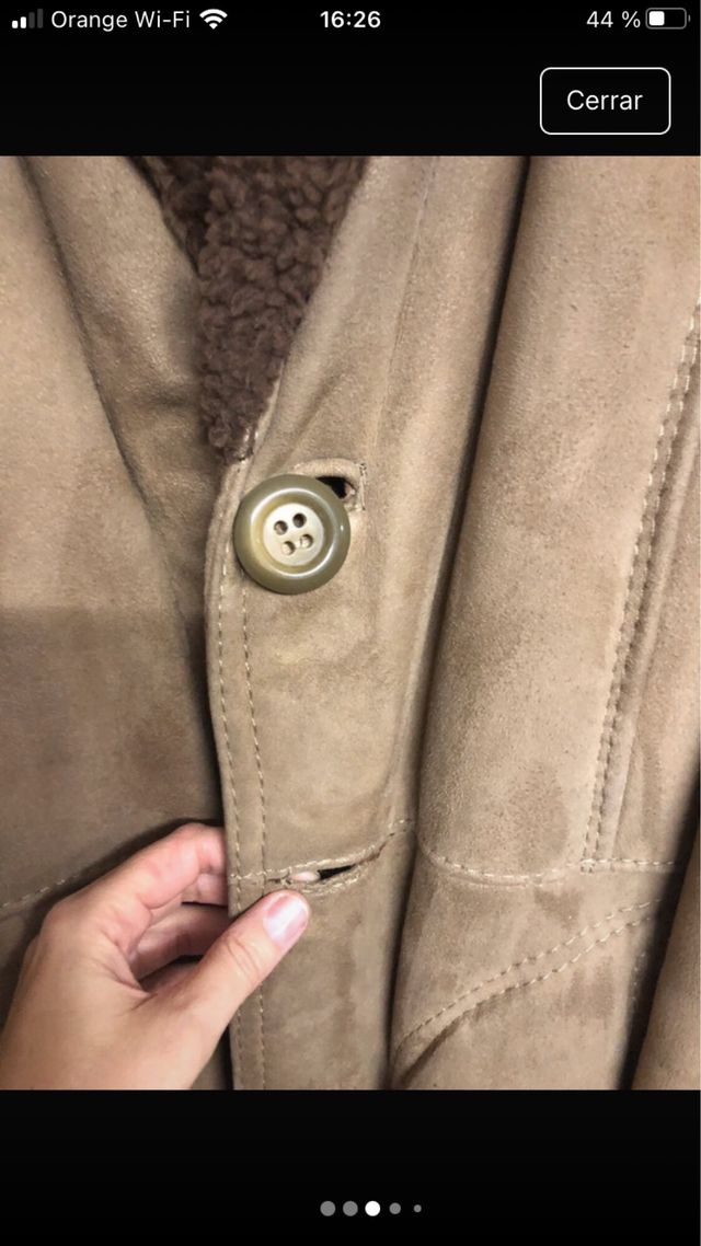 Chaqueta de piel beige y marrón