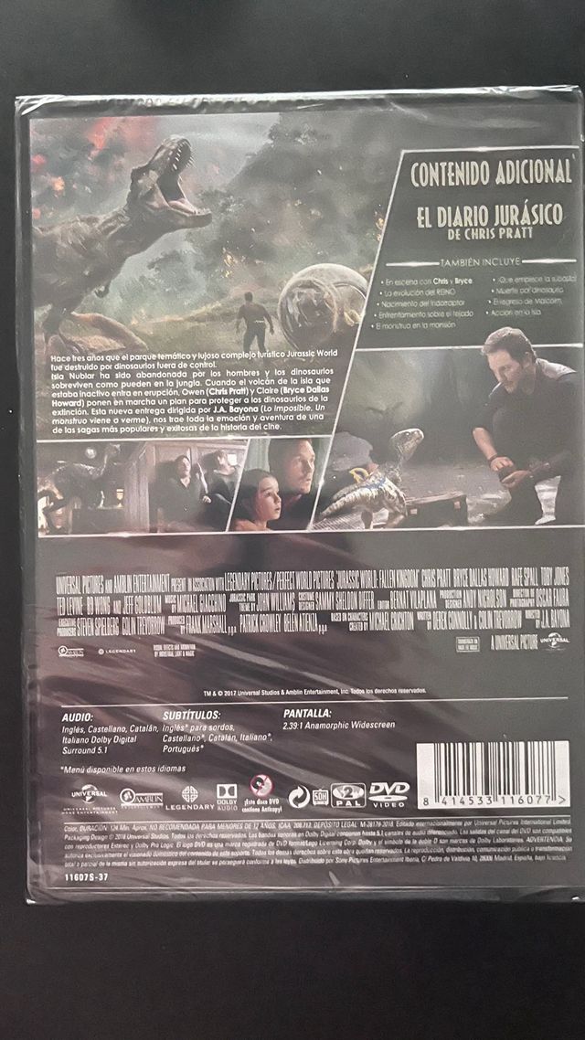 Jurassic World El Reino Caído DVD Español
