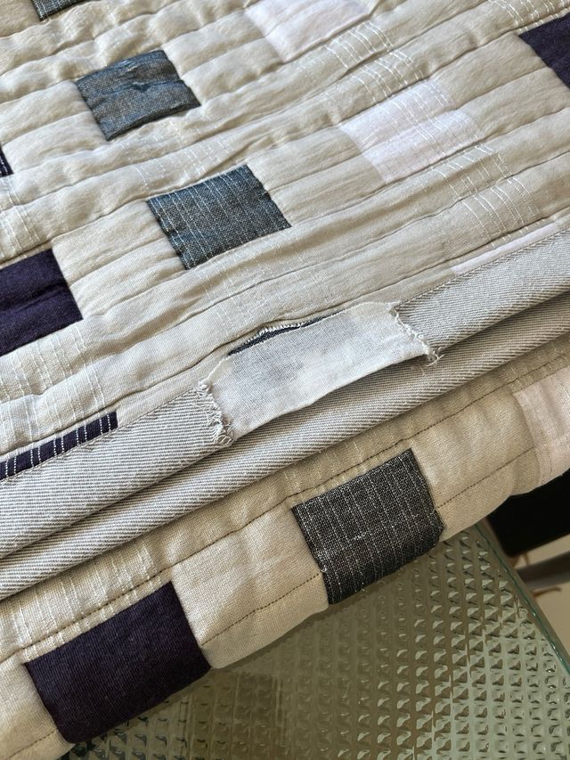 URGE: Colcha acolchada azul y gris reversible