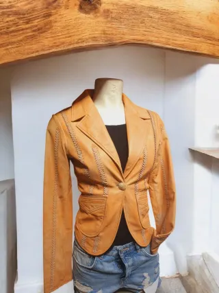 Giacca pelle trecce vintage tg 40