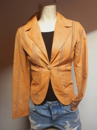 Giacca pelle trecce vintage tg 40