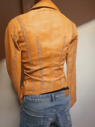 Giacca pelle trecce vintage tg 40