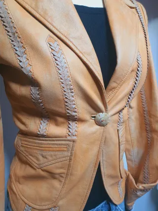 Giacca pelle trecce vintage tg 40