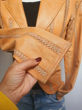 Giacca pelle trecce vintage tg 40