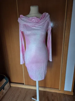 Vestido rosa bicolor - S